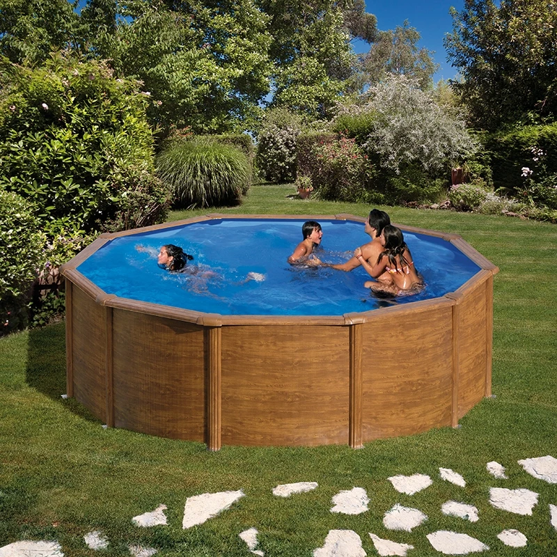 GRE Piscine Acier Gré Aspect Bois Pacific Ronde 5 GRE Piscine Acier Gré Aspect Bois Pacific Ronde – Image 3