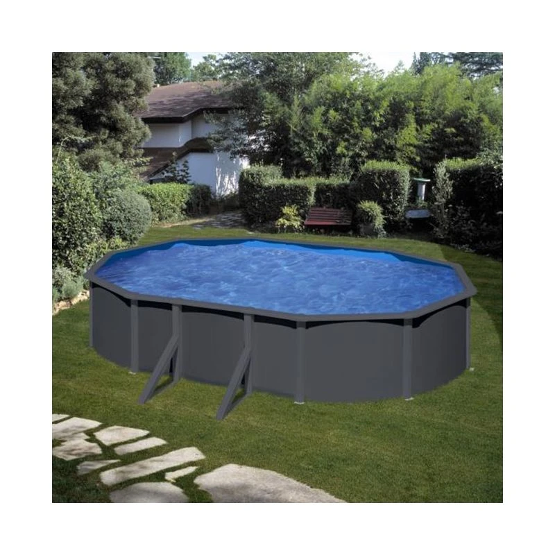 Piscine Acier Gre Aspect Gris Anthracite Louko Ovale 4 Piscine Acier Gre Aspect Gris Anthracite Louko Ovale – Image 2