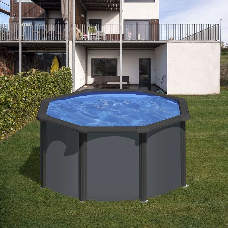 Piscine Acier Gre Aspect Gris Anthracite Louko Ronde 4 Piscine Acier Gre Aspect Gris Anthracite Louko Ronde â Image 2