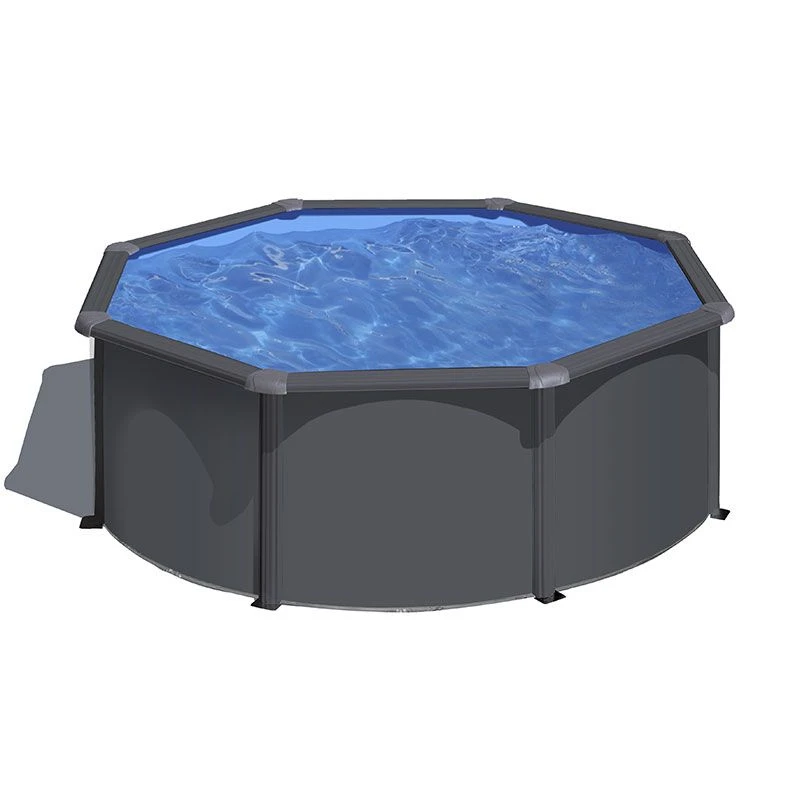 Piscine Acier Gre Aspect Gris Anthracite Louko Ronde 6 Piscine Acier Gre Aspect Gris Anthracite Louko Ronde â Image 4