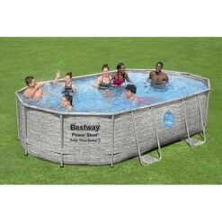 Piscine Bestway Ovale Power Steel Swim Vista Décor Pierre 4,88 X 3,05 H1,07m -Ubbink Soldes Magasin piscine bestway ovale power steel swim vista decor pierre 488 x 305 h107m 2