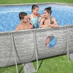 Piscine Bestway Ovale Power Steel Swim Vista Décor Pierre 4,88 X 3,05 H1,07m -Ubbink Soldes Magasin piscine bestway ovale power steel swim vista decor pierre 488 x 305 h107m 3