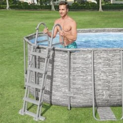 Piscine Bestway Ovale Power Steel Swim Vista Décor Pierre 5,49 X 2,74 H1,22m -Ubbink Soldes Magasin piscine bestway ovale power steel swim vista decor pierre 549 x 274 h122m 9