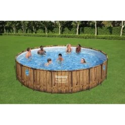 Piscine Bestway Ronde Power Steel Swim Vista Décor Bois 5,49 X H1,22m -Ubbink Soldes Magasin piscine bestway ronde power steel swim vista decor bois 549 x h122m 2