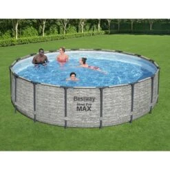 Piscine Bestway Ronde Steel Pro Max Decor Pierre 4,88 X H1,22m -Ubbink Soldes Magasin piscine bestway ronde steel pro max decor pierre 488 x h122m 2