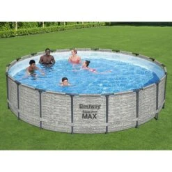 Piscine Bestway Ronde Steel Pro Max Decor Pierre 5,49 X H1,22m -Ubbink Soldes Magasin piscine bestway ronde steel pro max decor pierre 549 x h122m 2
